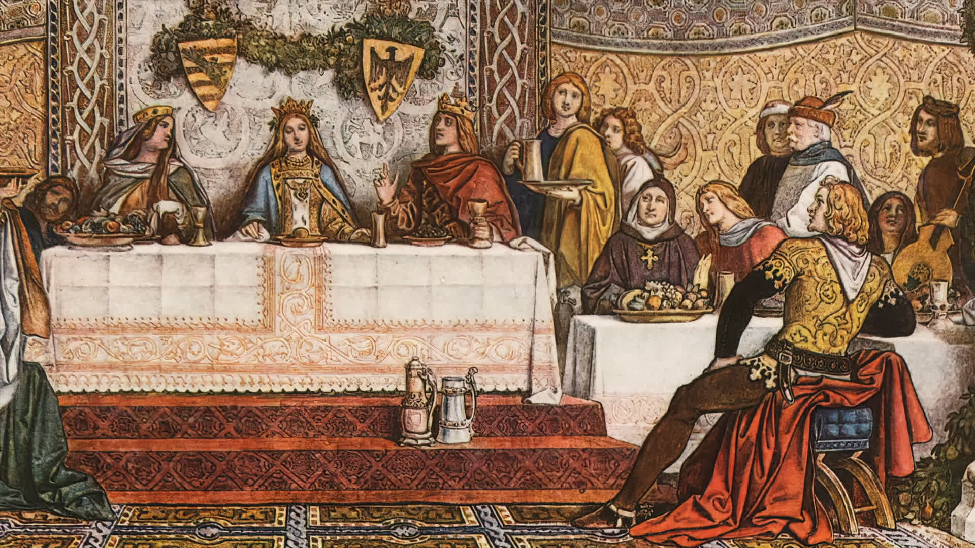 Gallery “The Banquet at the Court of Albrecht von Wettin”: fresco in Wartburg Castle (M. V. Schwind, 1854)